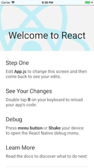 React Native Hello Screen